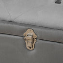 Faux Velvet Tufted Ottoman Trunk w/ Wooden Legs Grey