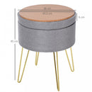 Polyester Upholstered Round Ottoman Footstool Grey/Gold