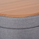 Polyester Upholstered Round Ottoman Footstool Grey/Gold