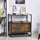 Retro Industrial Side Table Metal Frame End Desk with Drawer & Shelf for Living Room, Sturdy Vintage Accent Bedroom