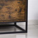 Retro Industrial Side Table Metal Frame End Desk with Drawer & Shelf for Living Room, Sturdy Vintage Accent Bedroom