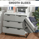 Chest of Drawers with Metal Handles Freestanding Dresser for Bedroom, Living Room Modern Wooden 4 Sideboard Bedroom