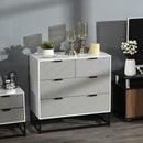 Chest of Drawers with Metal Handles Freestanding Dresser for Bedroom, Living Room Modern Wooden 4 Sideboard Bedroom