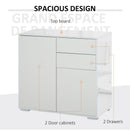 Push-Open Cabinet with 2 Drawer 2 Door Storage Cabinet for Home Office White