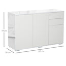 Modern Stylish Freestanding Push-Open Cabinet with 2 Drawer 2 Door Cabinet for Home Office Highlight, 117W x 36D x 74Hcm-White for Living Room, Bedroom, Bathroom, Kitchen, Highlight White and Matte White