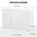 Modern Stylish Freestanding Push-Open Cabinet with 2 Drawer 2 Door Cabinet for Home Office Highlight, 117W x 36D x 74Hcm-White for Living Room, Bedroom, Bathroom, Kitchen, Highlight White and Matte White