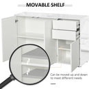 Modern Stylish Freestanding Push-Open Cabinet with 2 Drawer 2 Door Cabinet for Home Office Highlight, 117W x 36D x 74Hcm-White for Living Room, Bedroom, Bathroom, Kitchen, Highlight White and Matte White