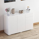 Modern Stylish Freestanding Push-Open Cabinet with 2 Drawer 2 Door Cabinet for Home Office Highlight, 117W x 36D x 74Hcm-White for Living Room, Bedroom, Bathroom, Kitchen, Highlight White and Matte White