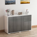 Modern Stylish Freestanding Push-Open Design Cabinet with 2 Drawer, 2 Door Cabinet, 2 Part Inner Space, for Living Room, Bedroom, Bathroom, Kitchen, Highlight White and Light Grey Drawer Home Office Oak