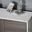 Modern Stylish Freestanding Push-Open Design Cabinet with 2 Drawer, 2 Door Cabinet, 2 Part Inner Space, for Living Room, Bedroom, Bathroom, Kitchen, Highlight White and Light Grey Drawer Home Office Oak