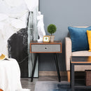 Side Table, Nightstand, End Table with Removable Fabric Drawer, Retro Style Accent Furniture with Wooden Legs, Rustic Brown and Black Chic Legs