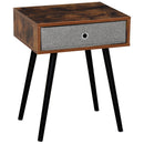 Side Table, Nightstand, End Table with Removable Fabric Drawer, Retro Style Accent Furniture with Wooden Legs, Rustic Brown and Black Chic Legs