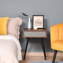 Side Table, Nightstand, End Table with Removable Fabric Drawer, Retro Style Accent Furniture with Wooden Legs, Rustic Brown and Black Chic Legs