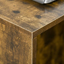 Mobile Sofa Side Table C-Shape End Table with Storage and Casters for Laptop Coffee Snack, Rustic Brown w/ Casters