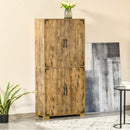Farmhouse Style Tall Cupboard 4-Door Cabinet with Storage Shelves for Bedroom & Living Room, Rustic Wood Effect Room