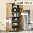 Farmhouse Style Tall Cupboard 4-Door Cabinet with Storage Shelves for Bedroom & Living Room, Rustic Wood Effect Room