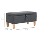 Linen Storage Ottoman Padded Footstool with Rubberwood Legs Ideal for Toy Box, Bed End, Shoe Bench, Seating Box Chest