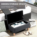 Linen Storage Ottoman Padded Footstool with Rubberwood Legs Ideal for Toy Box, Bed End, Shoe Bench, Seating Box Chest
