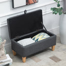 Linen Storage Ottoman Padded Footstool with Rubberwood Legs Ideal for Toy Box, Bed End, Shoe Bench, Seating Box Chest
