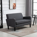 Modern Two Seater Loveseat Upholstery Fabric Double Sofa Compact Design Wooden Frame for Small Space, Living Room & Hallway, Charcoal Grey Room