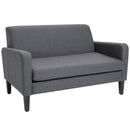 Modern Two Seater Loveseat Upholstery Fabric Double Sofa Compact Design Wooden Frame for Small Space, Living Room & Hallway, Charcoal Grey Room