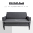 Modern Two Seater Loveseat Upholstery Fabric Double Sofa Compact Design Wooden Frame for Small Space, Living Room & Hallway, Charcoal Grey Room