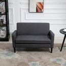 Modern Two Seater Loveseat Upholstery Fabric Double Sofa Compact Design Wooden Frame for Small Space, Living Room & Hallway, Charcoal Grey Room