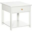 HOMCOM Bedroom Bedside Table, Sofa Side Table with Drawer and Shelf, White