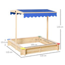 Outsunny Wooden Kids Sandbox Bottom-less design Blue Canopy