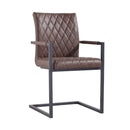 Pair of Darwen Diamond Stitch Carver Chair - Brown