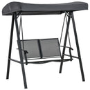 Outsunny 2 Seater Garden Swing Bench w/ Tilting Canopy Texteline Seat Dark Grey