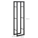 150cm Tall Metal Firewood Log Holder Rack Double Tier w/ Balanced Base Side Rails Indoor Outdoor Traditional Fireplace Log Storage Cradle 150x40cm