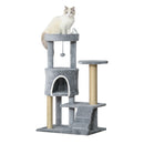PawHut 100cm Cat Tree with Climbing Ladder Scratching Post Ball, Light Grey