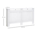 HOMCOM MDF Radiator Cover Slatted Painted Cabinet Lined Grill Modern Vertical Style Home Use 3 Sizes-White