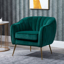 Velvet-Look Shell Shaped Chair w/ Gold Tone Legs Adjustable Feet Padding