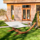 Outsunny Outdoor Garden Hammock Swing Hanging Bed w/Wooden Stand for Patio White