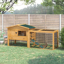 Pawhut Rabbit Hutch Pet House Outdoor Run Design w/ Water-Resistant Paint Ramp