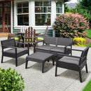 Outsunny  4PCS Patio PP Rattan Style Garden Loveseat, Armchairs & Tea Table Set