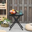 Outsunny Folding Garden Table Round Foldable Table with Safety Buckle Black
