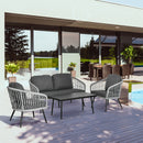 Outsunny 4 Piece Rattan Patio Sofa Set w/ 2 Sofa 1 Loveseat & Coffee Table