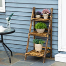 Outsunny 3-Tier Folding Wooden Flower Stand Plant Display for Garden Patio