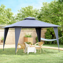 Outsunny 3.45x3.45m Side-Less Outdoor Canopy Gazebo 2-Tier Roof Steel Frame Grey