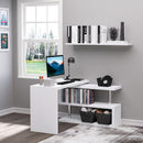 HOMCOM Modern Corner 360° Rotating L-Shaped Computer Desk Writing Table