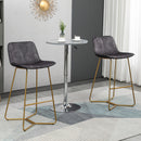 HOMCOM Tall Bar Stools, Set of 2, Fabric Bar Chairs with Metal Legs Grey