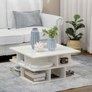 HOMCOM Square Modern 2-Tier Coffee Table with Multiple Storage Shelves White