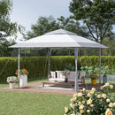 Outsunny 4 x 4m Outdoor Pop-Up Canopy Tent Gazebo Adjustable Legs Bag Grey