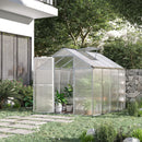 Outsunny 8x6ft Aluminium Greenhouse with/ Door Window Galvanized Base PC Panel