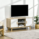 HOMCOM TV Cabinet Stand Entertainment Center w/ Storage for 55" TVs, Natural