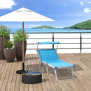 Outsunny Outdoor Lounger Fold 180° Reclining Chair w/ Adjustable Canopy Blue