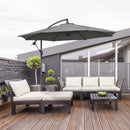 Outsunny 3m Garden Banana Parasol Cantilever Umbrella w/Crank& Base, Grey